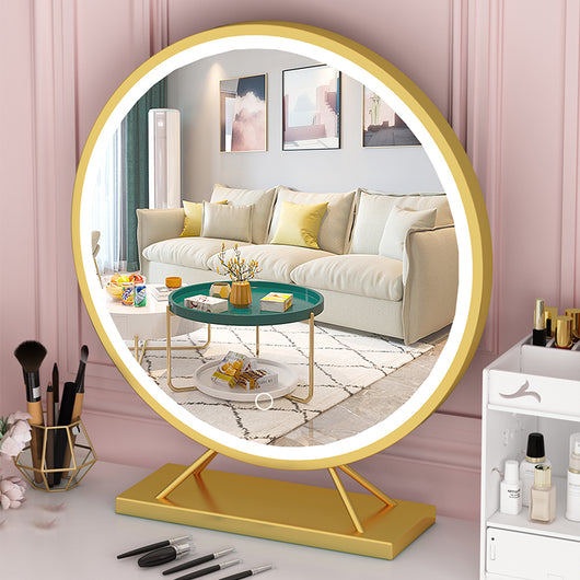 Espejo de Maquillaje LED Dorado Grande con Luz Integrada - Image 3