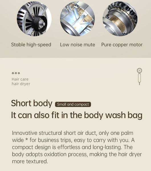 Beige 1200W hair dryer with a minimalist design, featuring a 360-degree rotating air collector nozzle and a US 110V plug. - Image 27