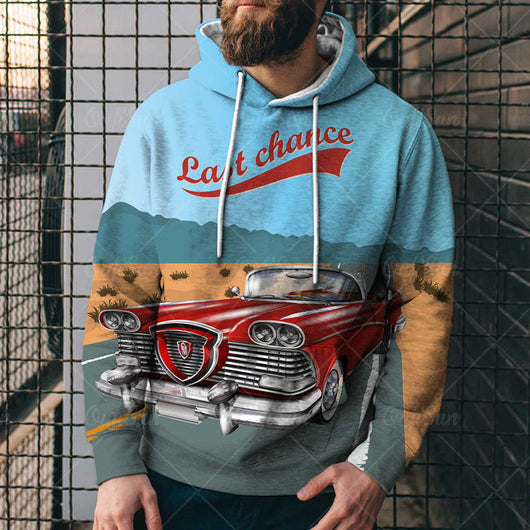 Sudadera Holgada Cómoda Route 66 con Impresión 3D para Hombre