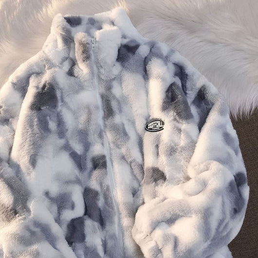 Abrigo de Lana de Cordero Tie-Dye Premium Grueso y Holgado - Image 17