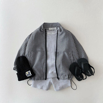 Chaqueta Ligera de Protección Solar con Cuadros para Niños - Image 9