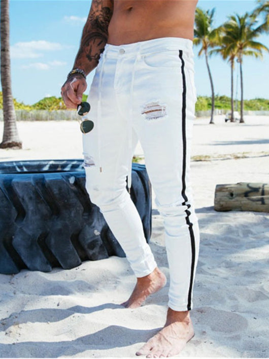 Jeans Slim Fit Rotos con Encaje y Cordones - Image 6