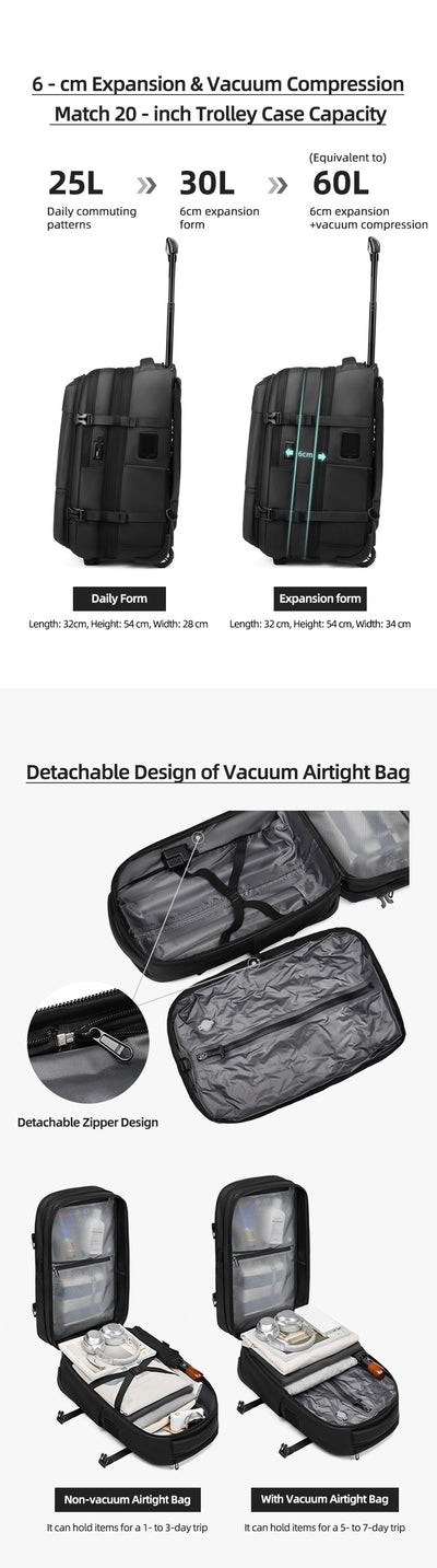 Mochila Trolley Expandible de Gran Capacidad para Viajes de Negocios - Image 26