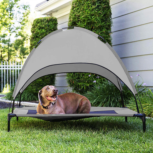 Cama Elevada con Toldo para Mascotas - Refugio Camping Portátil