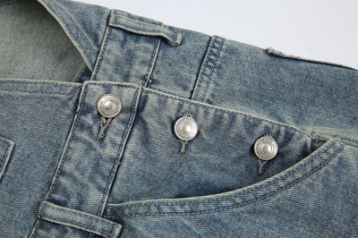 Pantalones Cargo Denim Vintage Lavado Retro Unisex - Image 7