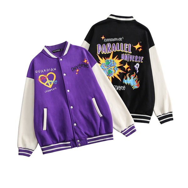 Chaqueta Deportiva Estilo Béisbol Mujer Suelta Fleece Urbana