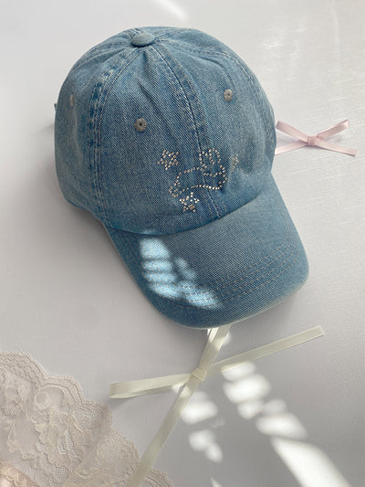 Gorra de Béisbol Denim Azul con Cristales Brillantes XINGX - Image 7