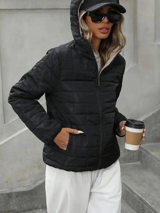 Chaqueta Acolchada de Algodón con Cuadros Escoceses para Mujer - Image 11