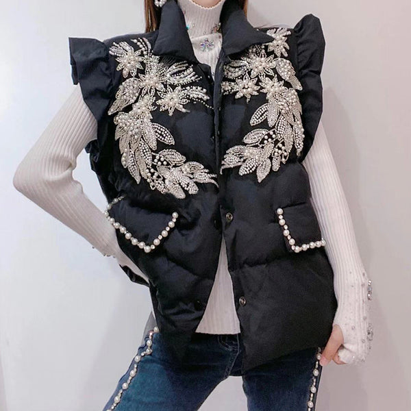 Chaleco Acolchado de Algodón con Plumas para Mujer - Diseño Suelto y Cálido