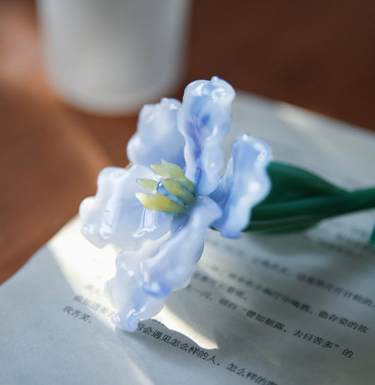 Florero de Cristal Tulipán Azul y Blanco - Porcelana Artesanal - Image 9