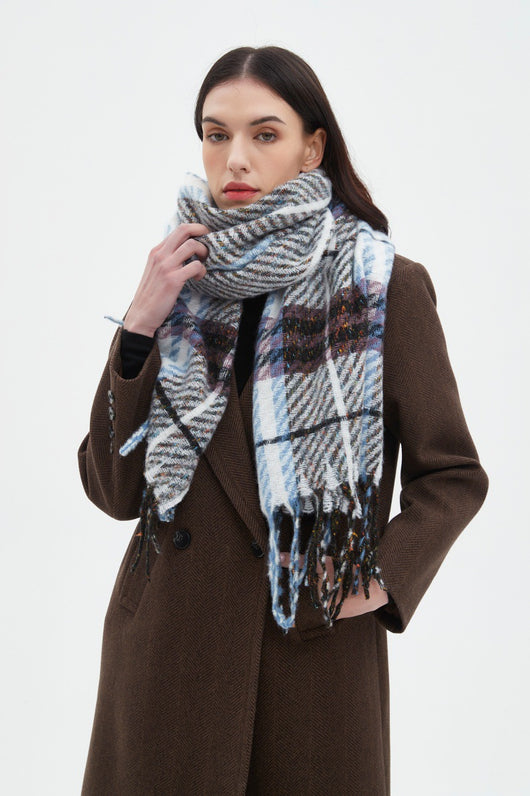 Bufanda Escocesa Unisex con Flecos y Borlas - Image 28
