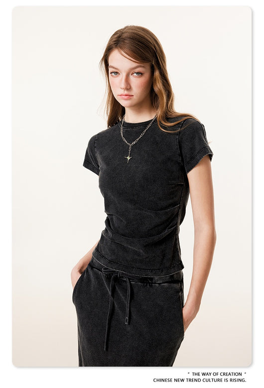 Camiseta Americana de Cintura Fruncida con Efecto Reductor - Image 23
