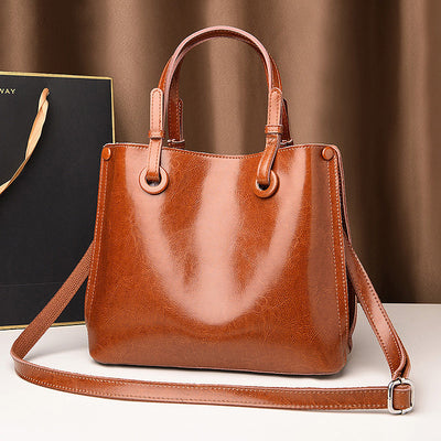 Bolso Coreano de Cuero Suave con Gran Capacidad