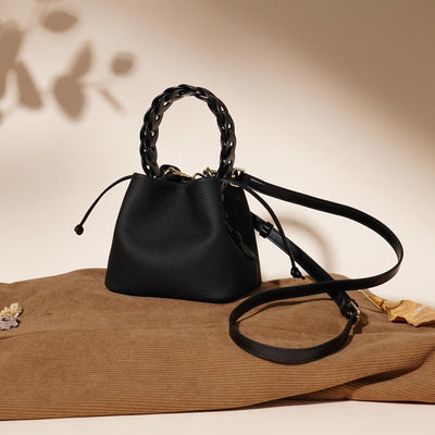Bolso Bandolera de Cuero Vegetal - Estilo Bucket Vintage - Image 22