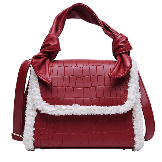 Bolsa Cuadrada Pequeña de Lana de Cordero con Patrón Piedra - Image 6