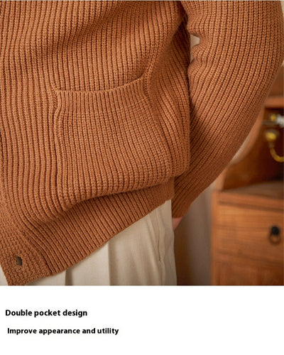 Cardigan Tejido de Cuello Verde Estilo Retro Cálido y Casual - Image 15