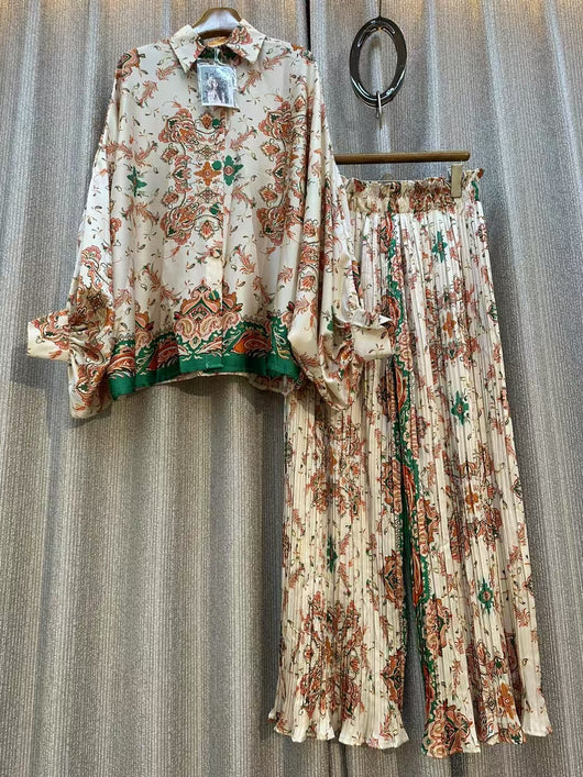 Conjunto de Dos Piezas: Blusa Estampada Personalizada + Pantalón Ancho de Cintura Alta - Image 43