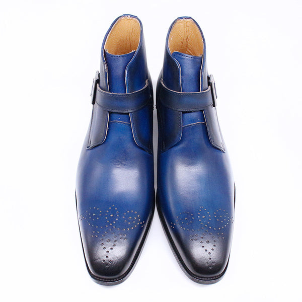 Botas Casuales de Cuero para Hombre con Punta Afilada y Suela Baja