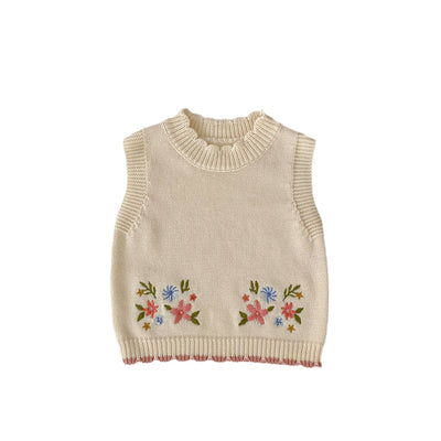Chaleco Infantil de Cuello Redondo con Bordado Otoñal - Image 5