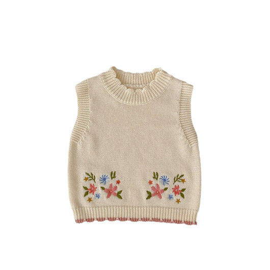 Chaleco Infantil de Cuello Redondo con Bordado Otoñal - Image 5