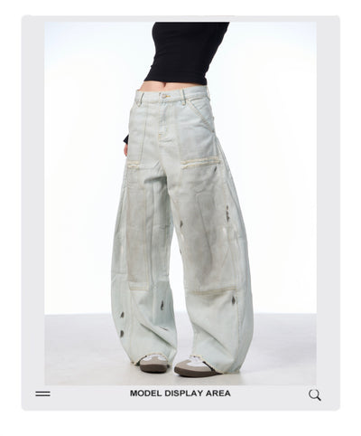 Pantalones Vaqueros Retro Sueltos Desgastados con Efecto Vintage - Image 9
