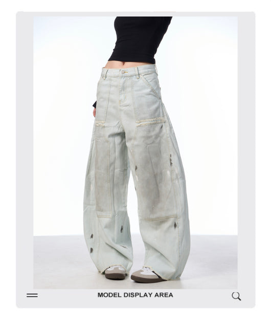 Pantalones Vaqueros Retro Sueltos Desgastados con Efecto Vintage - Image 9