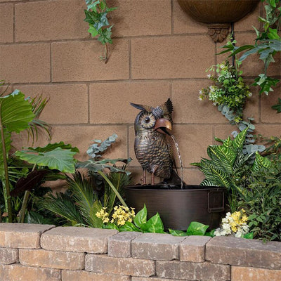Fuente Decorativa de Jardín con Flujo de Agua - Artesanía en Resina y Hierro