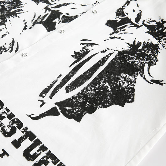 Camisa Casual Estampada en Blanco y Negro para Hombre - Image 4