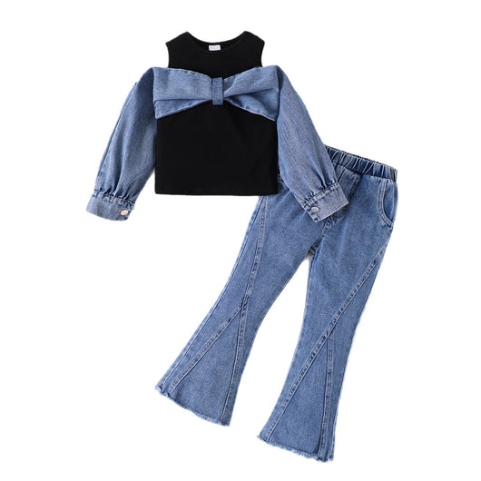 Conjunto de Pantalones Denim Microacampanados de Dos Piezas - Image 5