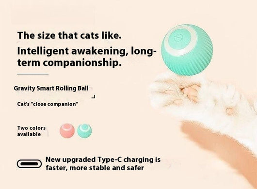 Two pink smart cat toy balls with ridged texture and a power button, offering 60 minutes of play on a full charge. - Image 11