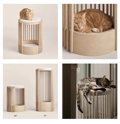 Rascador de Madera Maciza para Gatos con Cama Integrada - Image 6