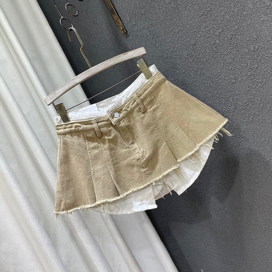 Falda A-Line Patchwork Irregular con Doble Efecto - Image 7