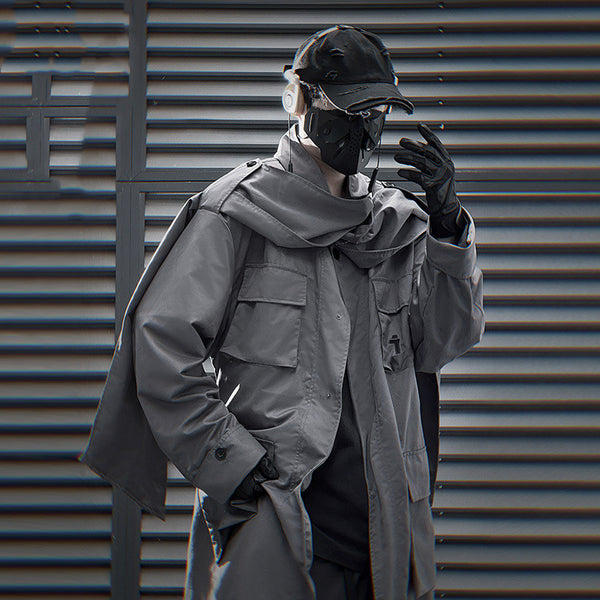 Abrigo Trench Casual con Múltiples Bolsillos para Hombre