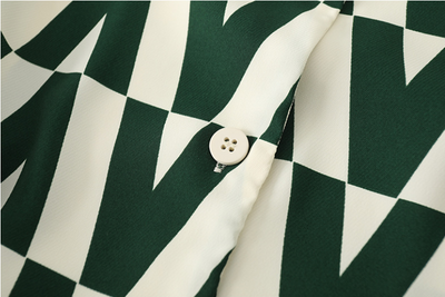 Camisa Vintage con Estampado Geométrico y Cuello Solapado Superpuesto - Image 8