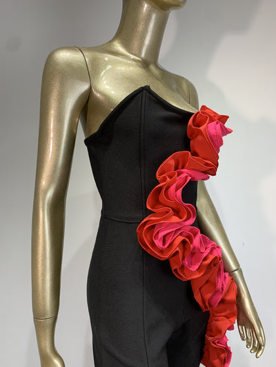 Jumpsuit Elegante Rojo con Aplicaciones y Escote Tubo - Image 16
