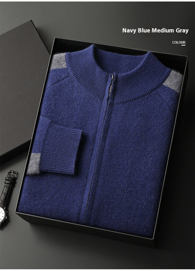 Cardigan de Cuello Alto Grueso con Cierre para Hombre - Suéter Deportivo de Cachemira - Image 34