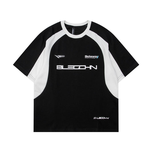 Camiseta Suelta de Cuello Redondo con Letra - Manga Corta