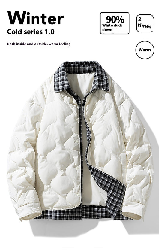 Chaqueta Acolchada con Cuello de Solapa Tipo Béisbol y Detalles Escoceses - Image 13