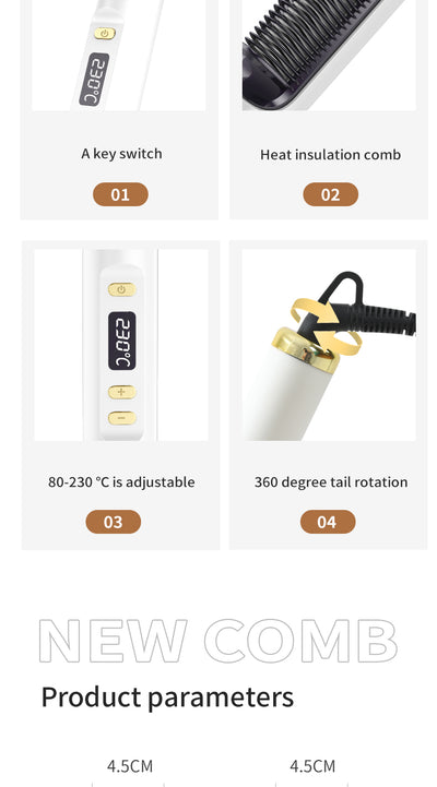 Two white and gold electric hot combs, one larger with a textured panel and one smaller with a digital temperature display. - Image 5