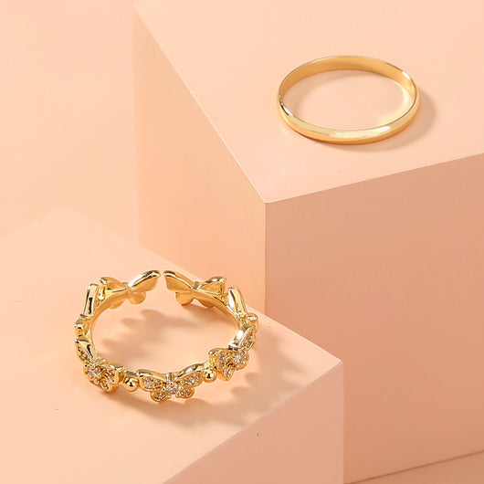 Anillo Ajustable de Latón con Mariposa de Circonia - Image 3