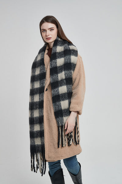 Bufanda Escocesa Gruesa con Borlas para Mujer - Chal Acolchado Premium - Image 26