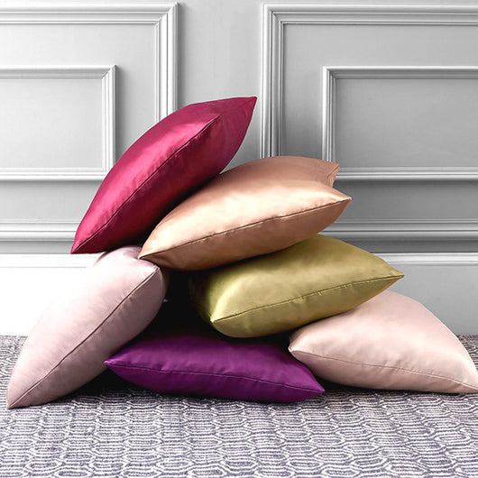 Funda de Almohada Cuadrada Tencel 100s - Cojín Sofá Colores Sólidos