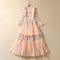 Vestido Largo de Encaje Floral Bordado con Mangas Largas