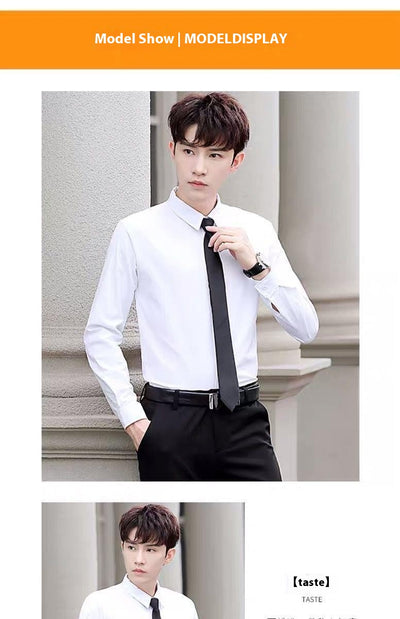 Camisa Blanca Manga Larga Slim Fit para Hombre - Versátil y Elegante - Image 29