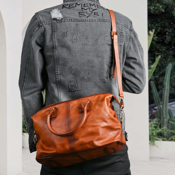 Bolso de Cuero Genuino con Correa Ajustable y Gran Capacidad