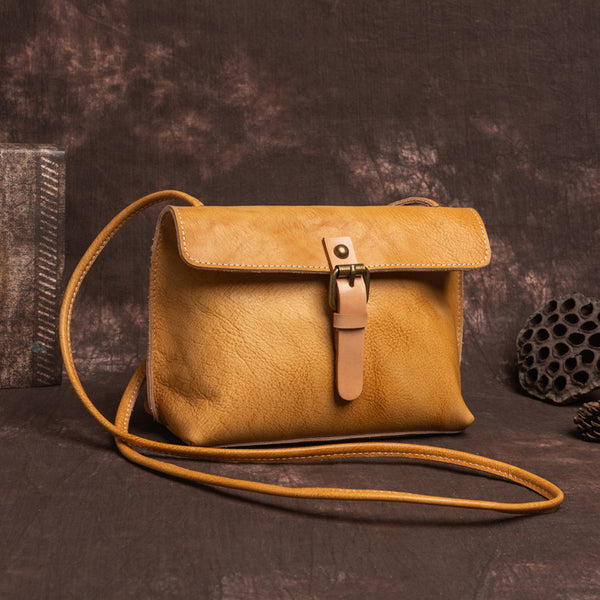 Bolso de Cuero Retro Crema para Mujer - Suave y Versátil