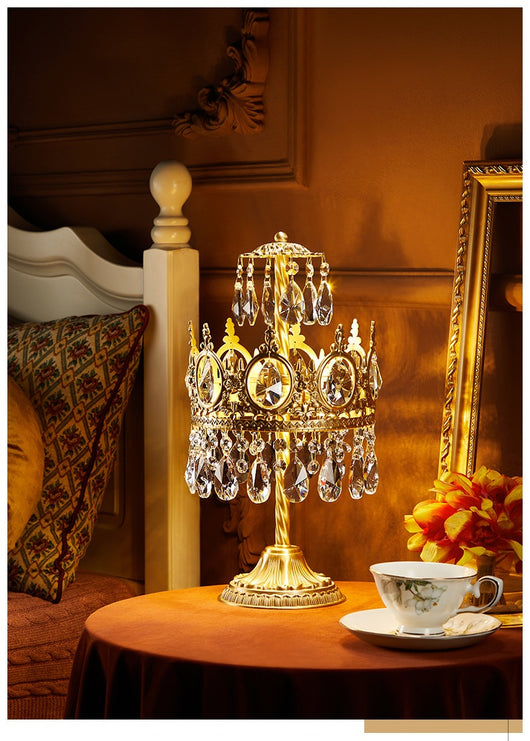 Lámpara de Mesa Vintage Mesita de Noche Latón y Cristal Estilo Rústico - Image 8