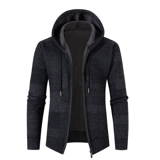 Chaqueta de Punto Slim con Capucha y Cuadros para Hombre - Image 13