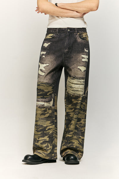 Pantalones Jeans Rectos Holgados con Estampado Digital Barba de Gato - Image 14