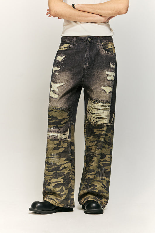 Pantalones Jeans Rectos Holgados con Estampado Digital Barba de Gato - Image 14
